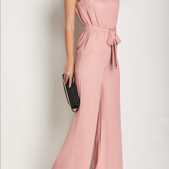 Belted V Neck Pink Sleeveless Jumpsuit size Medium - Picture 5 of 5